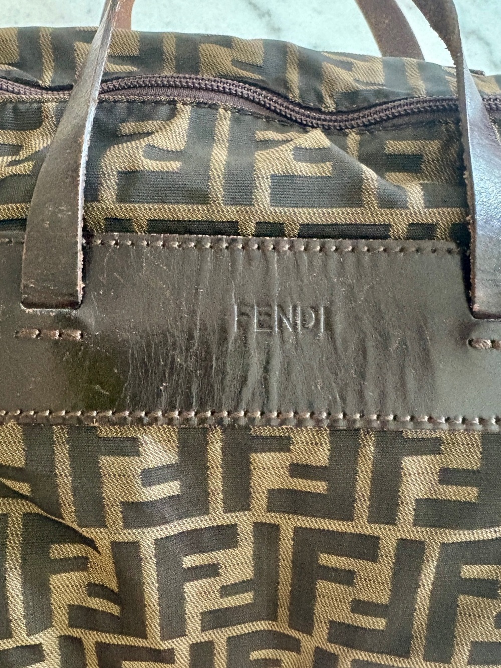 Vintage Fendi Brown Zucca FF Logo Tote Handbag Packable / Foldable - Picture 4 of 12
